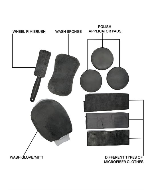 Car Wash Cleaning Microfiber 9PCS Kit
